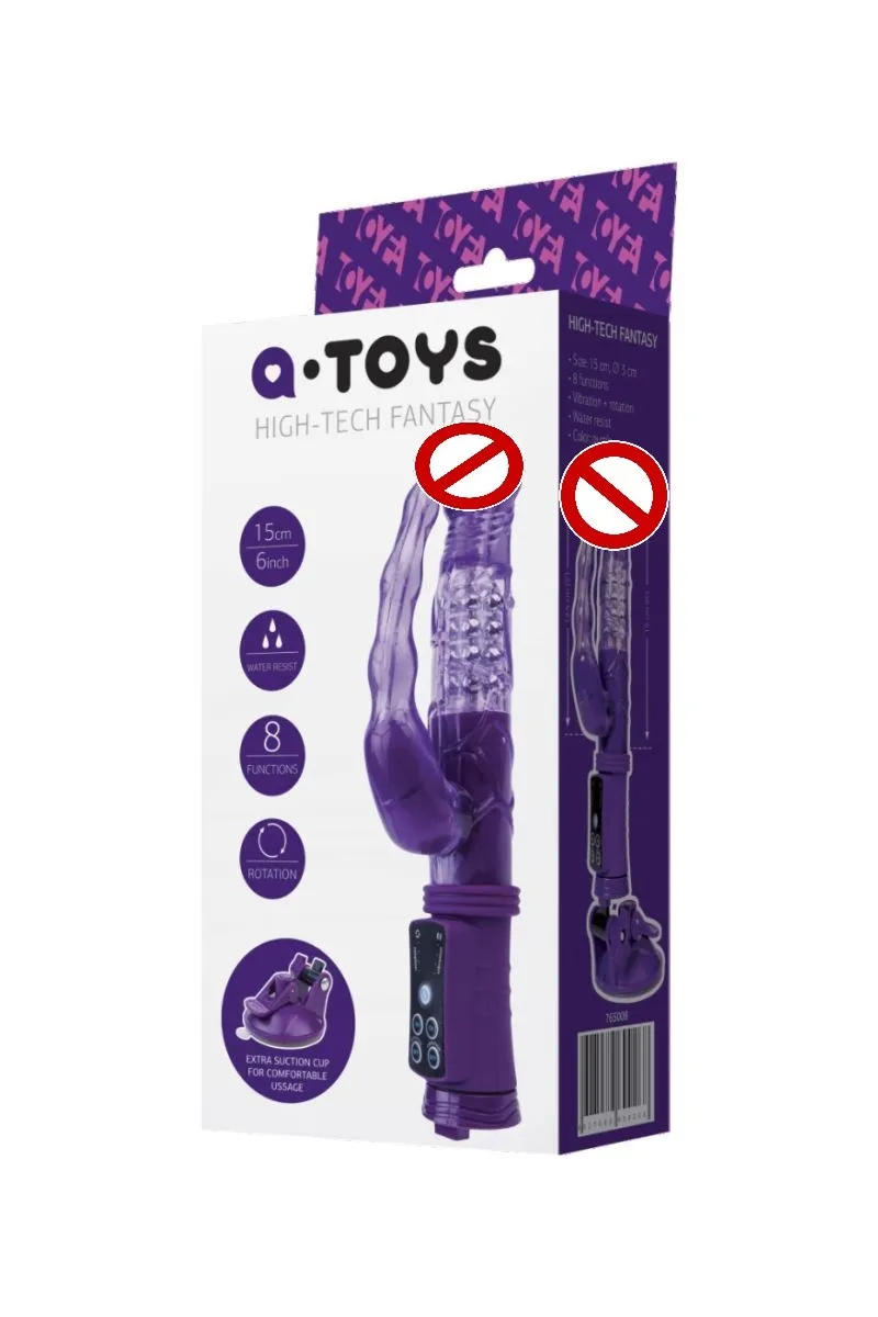 Фиолетовый анально-вагинальный вибратор на присоске A-toys