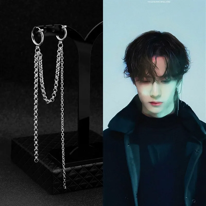 1 шт. модные корейские KPOP серьги цепочки из нержавеющей стали для мальчиков