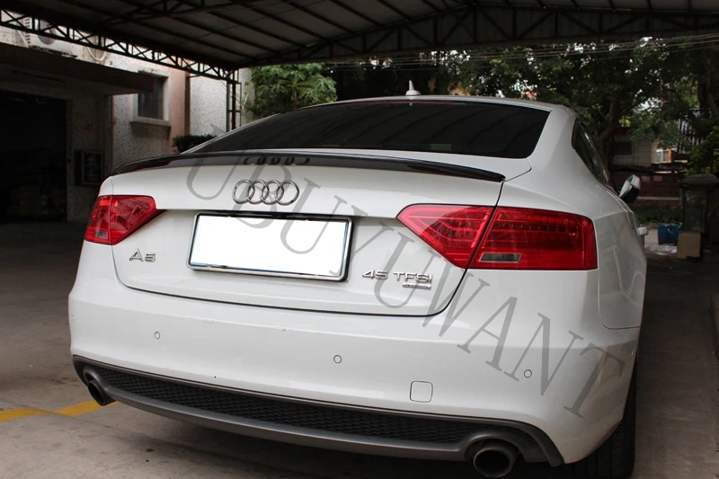 Для Audi A5 4 двери 2009- Высокое качество углеродное волокно внешний задний багажник спойлер автомобиля задний Багажник крыло украшение