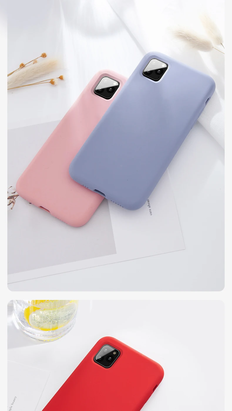 Thin Soft Case For iPhone SE 2020 7 8 6 6s Plus Liquid Silicone Back Cover Candy Coque Capa For iPhone X Xs 11 Pro Max XR iphone 7 plus case