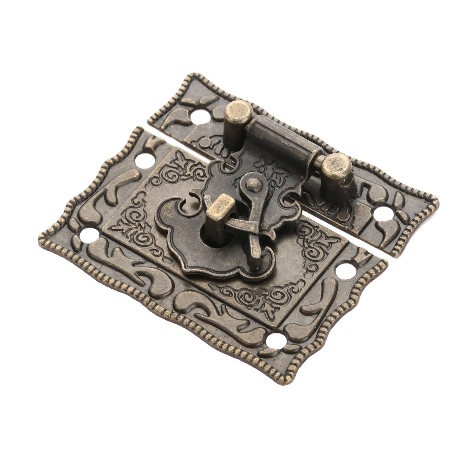 Description Picture 6 of item3pcs/set Antique Bronze Jewelry Wooden Box Latch Hasp Clasp Lock With Suitcase Cabinet Hinge W/Screw Vintage Furniture Hardware