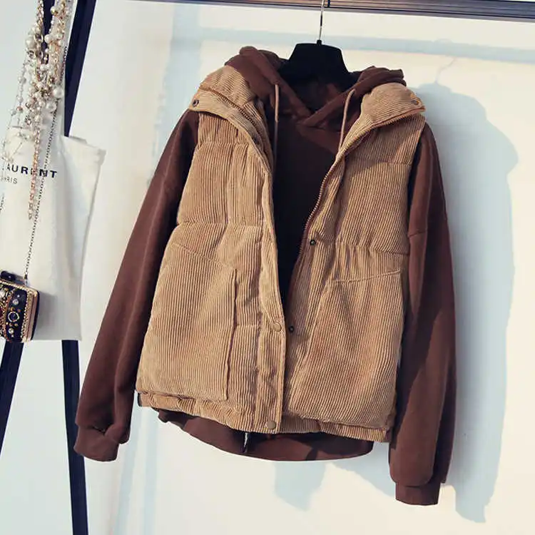 Dark Khaki VANGULL женский хлопковый теплый пуховый жилет Высококачественная куртка без рукавов Брендовая женская зимняя куртка Верхняя одежда вельветовый жилет - Цвет: Dark Khaki