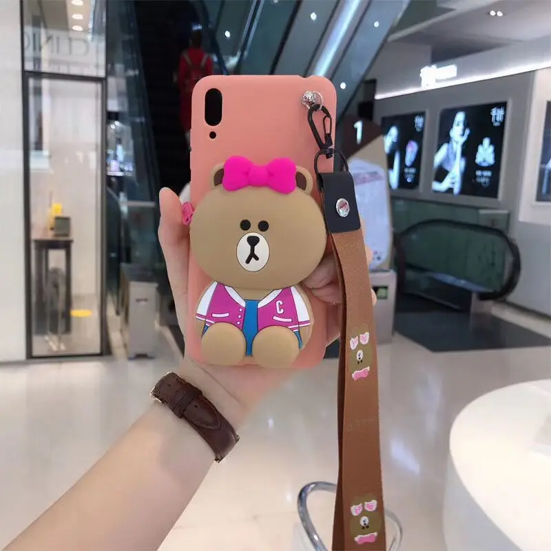 Мягкий силиконовый мультяшный персонаж милый кошелек для монет для samsung/A5/A6/A8plus/A6plus/A9/A920/A9S/A750/A7/A82018/A20/A30/A40/A50/A70/note10plus - Цвет: Розовый