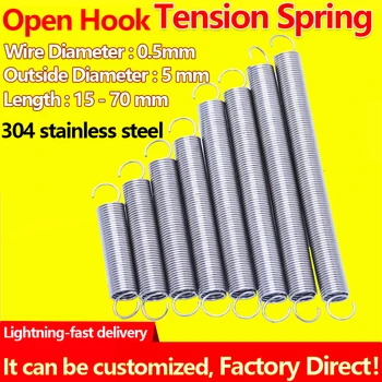 

Stainless Steel Pullback Spring Extension Spring Tension Spring Draught Spring Wire Diameter 0.5mm Outer Diameter 5mm Spot Goods
