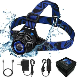 E Waterproof Headlamp Head Lights Fishing Tail Lights Forehead Head Headlights Torch Hunting Head Fishing Mining Lights Lamp