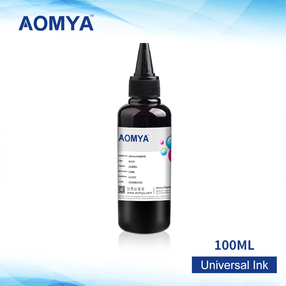 Aomya 100ml Black Universal Refill Dye Ink Compatible Epson Brother HP Canon All Inkjet Printer Bulk Ink l1800 l3150