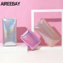AIREEBAY женская сумка кошелек голографические кожаные кошельки лазерный Органайзер женские длинные кошельки женский кошелек для девушек держатель для карт