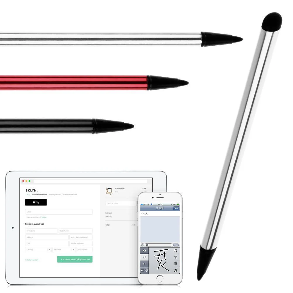 Емкостный резистивный экран двойного назначения сенсорная ручка для мобильных телефонов, планшетов металлическая ручка для письма универсальный стилус для сенсорного экрана
