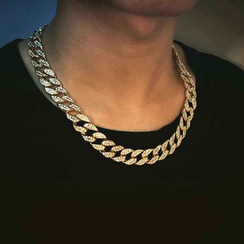 Bling Iced Out кубинское звено браслет ожерелье Мужская мода персонализированные перо подарок колье из горного хрусталя Набор хип хоп ювелирные изделия