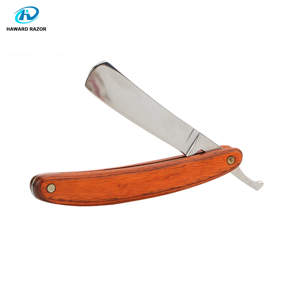 

HAWARD Retro Wood Handle Straight Edge Razor Stainless Steel Men's Barber Razor Household Single-edged Shaving Razor 10 Blades