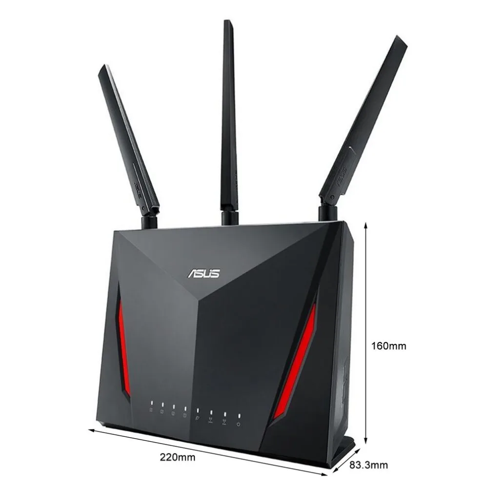 Asus двухдиапазонный Беспроводной гигабитный маршрутизатор с 4-Порты и разъёмы Gigabit LAN с тремя внешними антеннами для дома Применение RT-AC86U