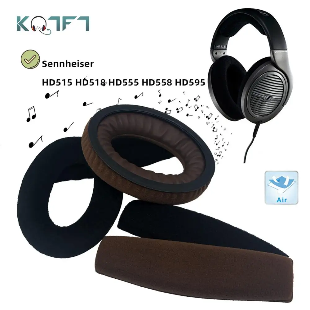 KQTFT Replacement EarPads Headband for Sennheiser HD515 HD518 HD555 HD558 HD595 Universal Bumper Earmuff Cover Cushion
