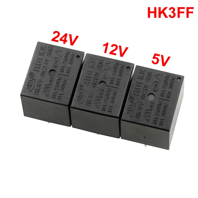5 шт. HK3FF-DC5V-SHG HK3FF-DC12V-SHG HK3FF-DC24V-SHG вольт Мощность реле постоянного тока 5 В, 12 В, 24 В постоянного тока, 10A 5 Pins 5-контактный DIP5 черный HK3FF* FD881-883