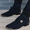 italian mens shoes fashion black men's leather moccasin pointed toe classic men wedding shoes sapatos masculino ► Photo 2/6