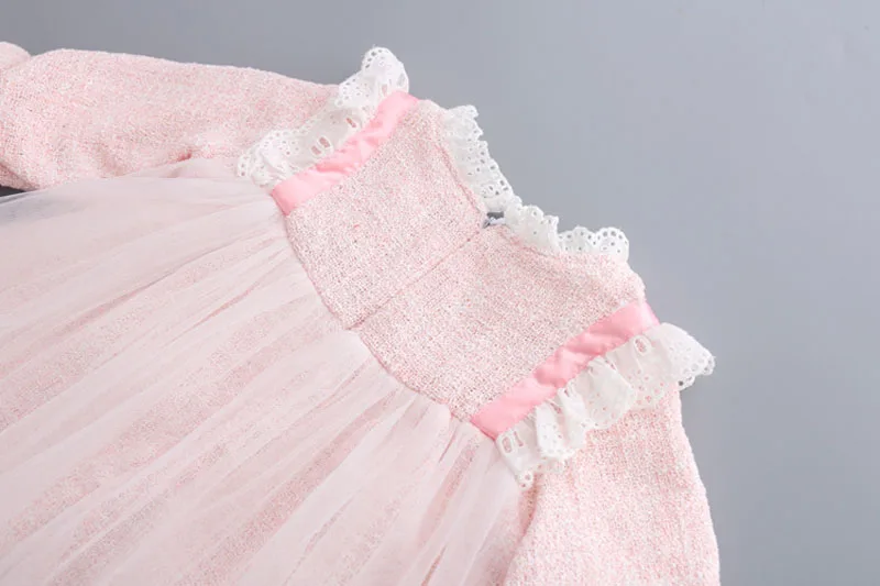 Платье для малышей платье принцессы с длинными рукавами для девочек на день рождения кружевное элегантное милое праздничное платье для новорожденных осенне-зимнее платье для малышей зимнее платье