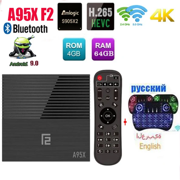 4G 64G I8 A95X F2 4 ГБ 32 ГБ 64 Гб Смарт ТВ приставка Android 9,0 Amlogic S905X2 поддержка 1080p 4K Netflix youtube телеприставка медиаплеер - Цвет: 4G 64G I8