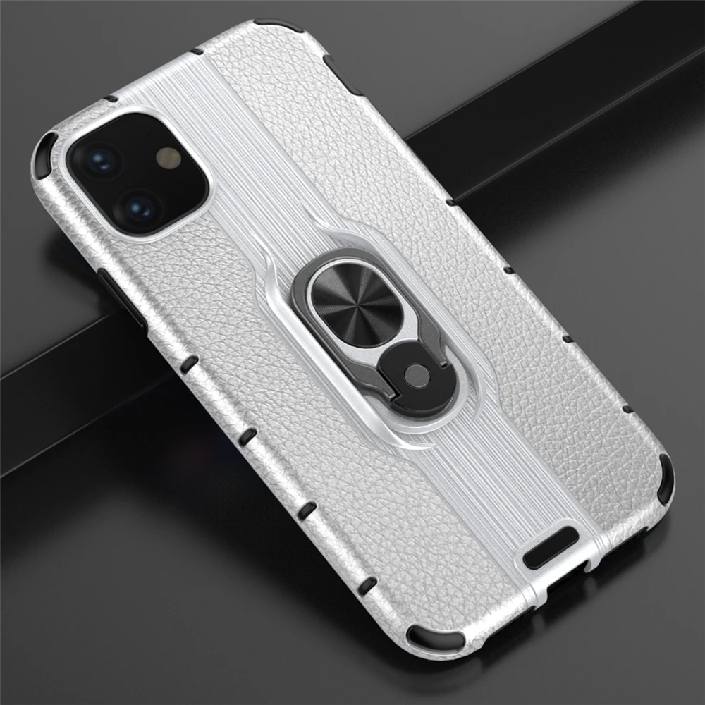 Anti Shock Case For Apple iPhone 11 Pro Max Magnet Finger Ring Dual Layer Hybrid Shockproof Cover on XI Cases | Мобильные телефоны