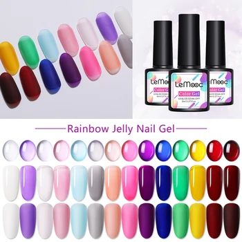 

Lemooc Glass Gel Lacquers Translucent Rainbow Color Neon Gemstone Soak Off UV LED Nail Gel Varnish Glaze Gel Nail Decoration Gel