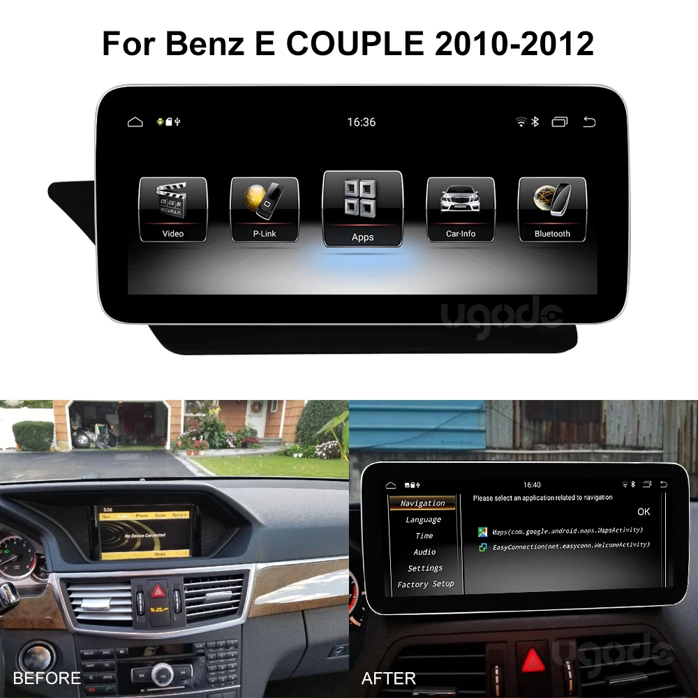 Ugode W212 S212 Android 9.0 Screen Car GPS Navigation Multimedia System Music Video Player For Mercedes Benz E class NTG4.0