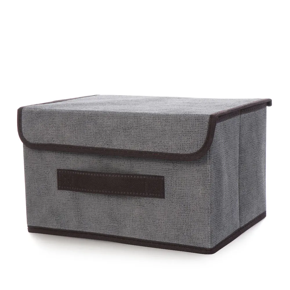 Складной тканевый ящик для хранения с крышкой Анти-пыль Экономия пространства Сумки для шкафа Шкаф Одежда контейнер для мусора - Цвет: dark grey