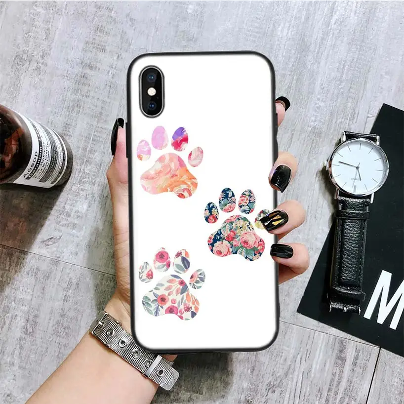 Отпечаток лапы собаки черный чехол для телефона Apple IPhone 11 Pro XS MAX XR 7 8 6 6S Plus X 10 Ten 5 5S SE Coque Shell