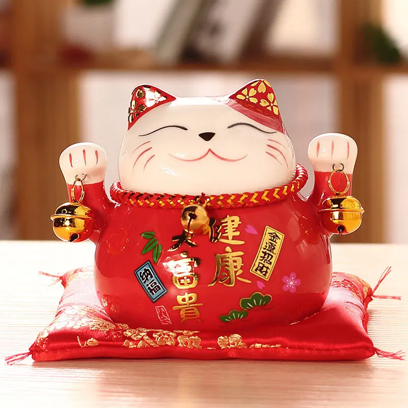 4,5 дюймов Керамический счастливый кот домашний декор Maneki Neko фарфор декоративные украшения бизнес-подарки удача кошка копилка фэншуй ремесло - Цвет: D