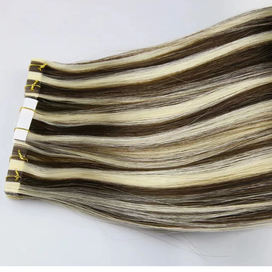 Raw Virgin Tape in Hair Extensions Real Human Hair Balayage Ombre High Quality 10A Brazilian Seamless Glue on PU Skin Weft Thick