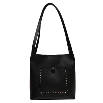 

Leather Tote Wild Shoulder Bag Large Capacity Tote Bag Women Bucket Bag