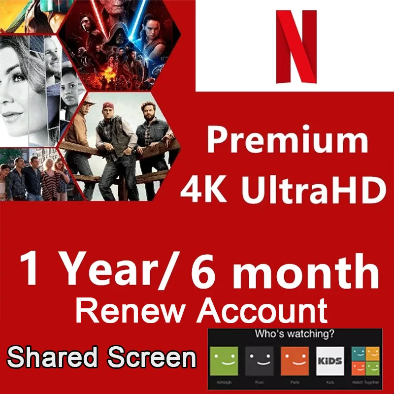 

Netflix Acc Stream media 6 Month 1 Year Netflix 4k ulta HDMI Cable Premium Ultra HD Support multi Screens Android Box Tv Stick