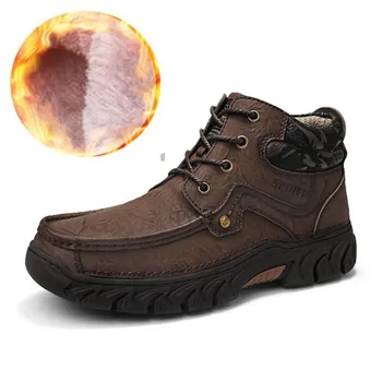 

Winter Men's Boots High Quality Super Warm Winter Footwear Men Snow Boots Genuine Leather Men Shoes Men Military Fur Boots