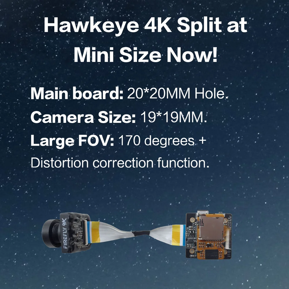 Предпродажа Hawkeye Светлячок Сплит Мини версия 4K 160 градусов HD Запись DVR FPV камера WDR 19x19 мм мини-камера для радиоуправляемого дрона запчасти