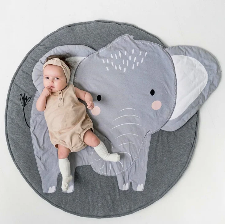 elephant 90 см детские коврики для игр, круглые Ковровые Коврики, Хлопковое одеяло для ползания лебедей, ковер для детской комнаты, украшение INS, детские подарки - Цвет: elephant
