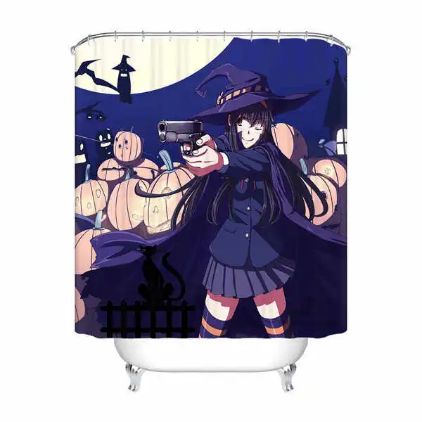Shower Curtain Пользовательские водонепроницаемый Душ занавес лицо мультфильм Хэллоуин печатных ванная комната декор различных размеров#180324-01-34 - Цвет: Shower Curtain