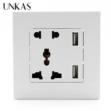 UNKAS, Новое поступление, прямой производитель, 1 шт., двойной USB порт, электрическое настенное зарядное устройство, док-станция, розетка, панель, новейшая