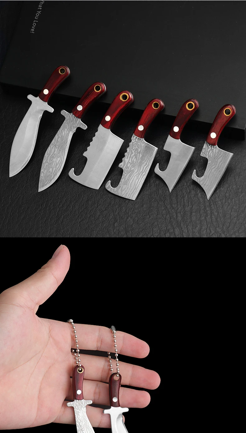 Mini kitchen Knife Unboxing Portable Small Blade Wine Bottle Opening Paper Cutting EDC Keychain Hanging Multi Survival Tools
