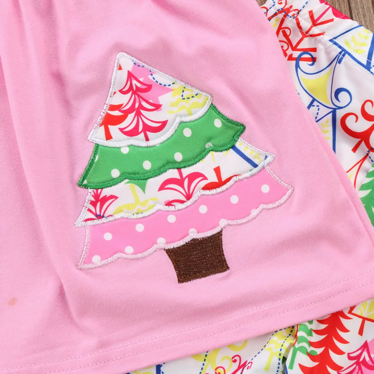 Американский Рождественский комплект, одежда для маленьких девочек, рождественская елка, топ, платье+ штаны, леггинсы, Xams, комплекты детской одежды, 2 предмета в комплекте
