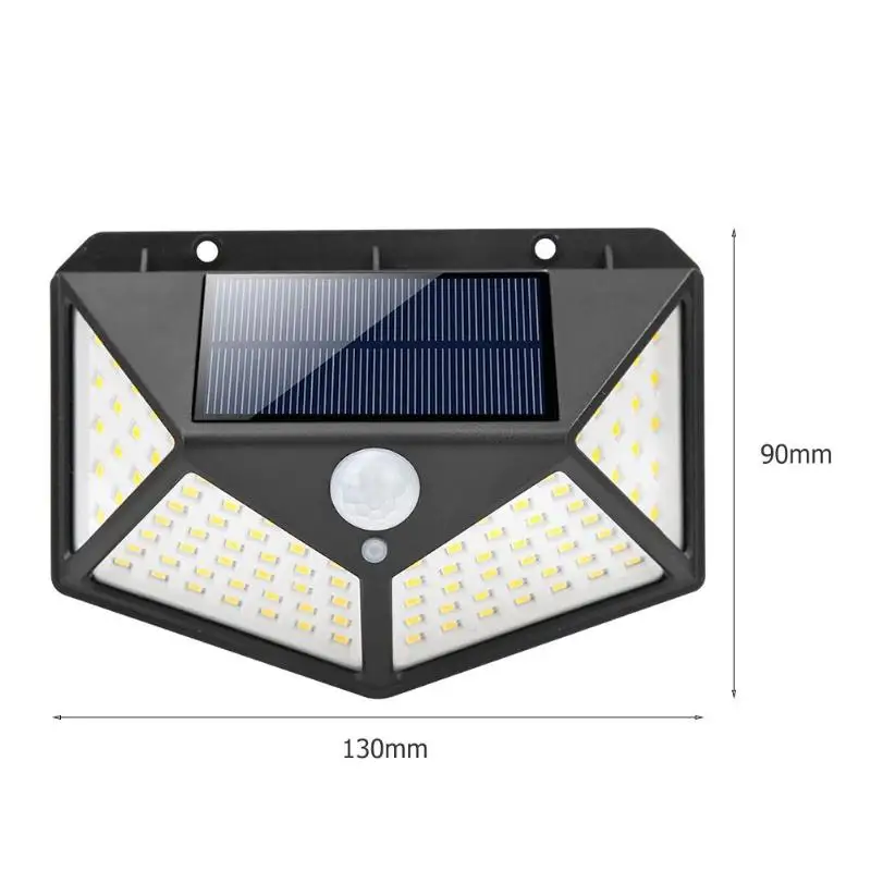 Открытый 100LED Солнечный настенный светильник с датчиком движения, водонепроницаемый светильник для безопасности во дворе, высокая цветопередача, долгий срок службы