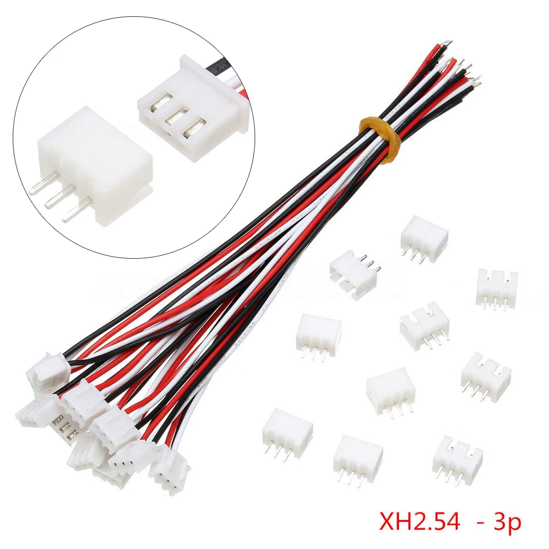

10Sets XH2.54 XH 2.54mm 3-Pin Connector Plug With Wires Cable 150mm Mini Micro XH2.54MM Male Female Plugs Socket 24AWG