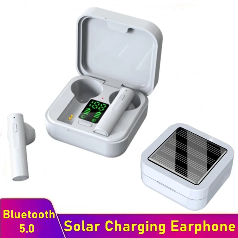 Беспроводные наушники TWS с зарядным устройством на солнечной батарее Bluetooth 5