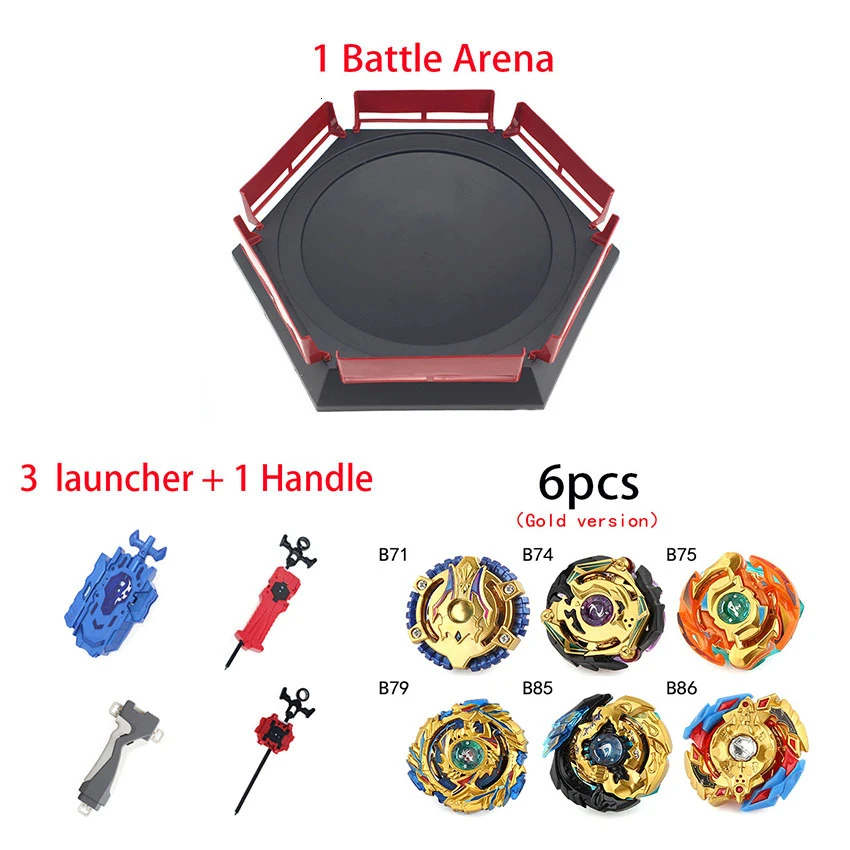 Стиль серийные пусковые устройства Beyblade игрушки Арена Bey Blade Burst Bayblade Bable Drain Fafnir Phoenix Blayblade - Цвет: 6pcs Launcher Arena