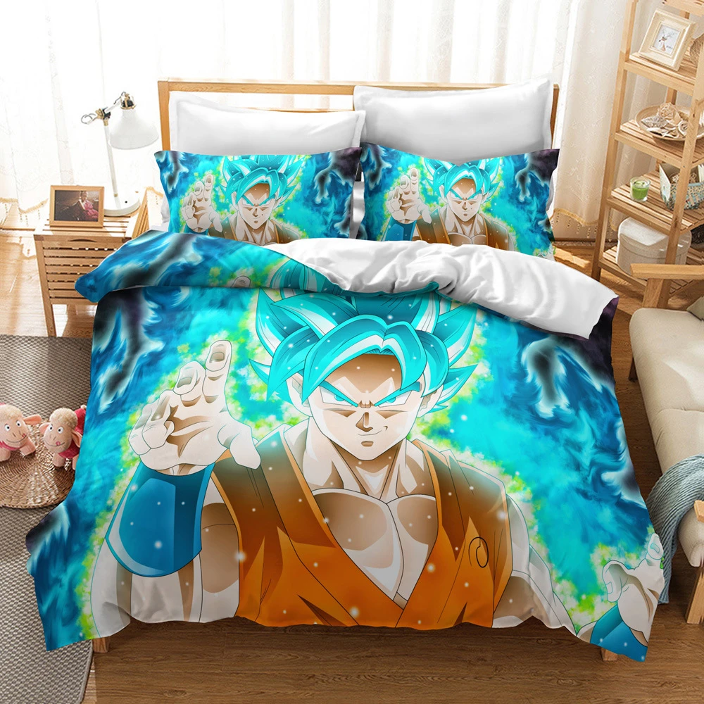 Juego de ropa de cama para bebé y adulto, edredón de tamaño de bola Z Dragon Goku, anime, EE. UU./Europa/Reino Unido, funda nórdica, funda de almohada, 2 3 de ropa de