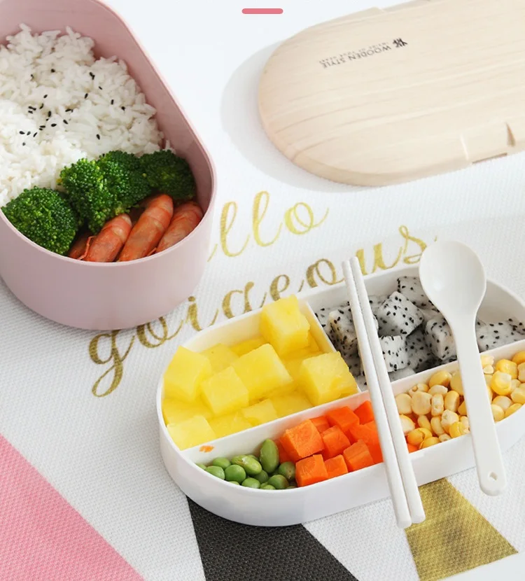 Bento Box, Bento Ланч-бокс для детей и взрослых, герметичные ланч-контейнеры с 2 ярусами, изготовленные из пшеничного волокна