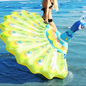 

2020 Inflatable Peacock Swimming Float Bed INS Hot Swimming Ring Relax Water Floating Bed Fluorescent Pool Float Air Mattress