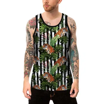

Men's Bohemian Print Vest New 3D Tiger Leaves Sleeveless O-neck Pullover Spring Summer Fashion Casual Comfort Tops Chaleco YL5