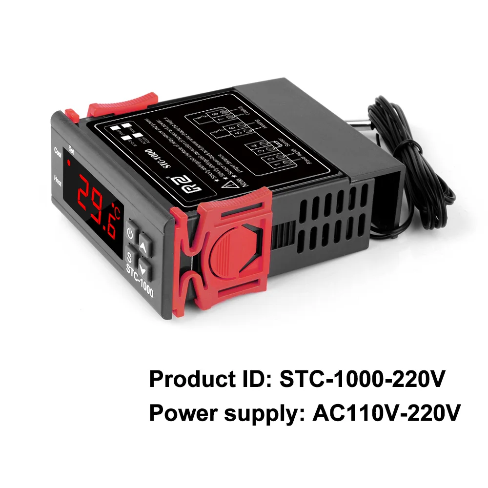 STC-1000 220V RZ контроллер температуры цифровой светодиодный терморегулятор Термостат для инкубатора реле 10 А нагревательный охлаждающий STC-1000 12 В 24 В 220 В - Цвет: STC-1000 220V