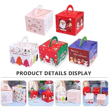 

20Pcs Christmas Apple Holders Packing Gift Boxes With Handle Dessert Wrapping Boxes Party Supplies(Mixed Style)