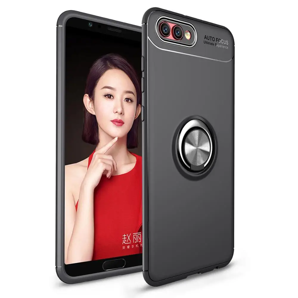 Для huawei Honor V10 чехол Автомобильный держатель Подставка держатель с магнитным креплением палец кольцо ТПУ чехол для huawei Honor 10 View 10 Funda Capa - Цвет: A