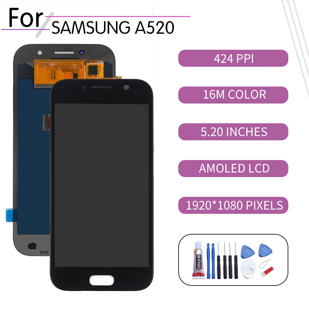 ЖК-дисплей AMOLED 5 2 дюйма для Samsung Galaxy A520 дигитайзер сенсорного экрана в сборе A5 2017