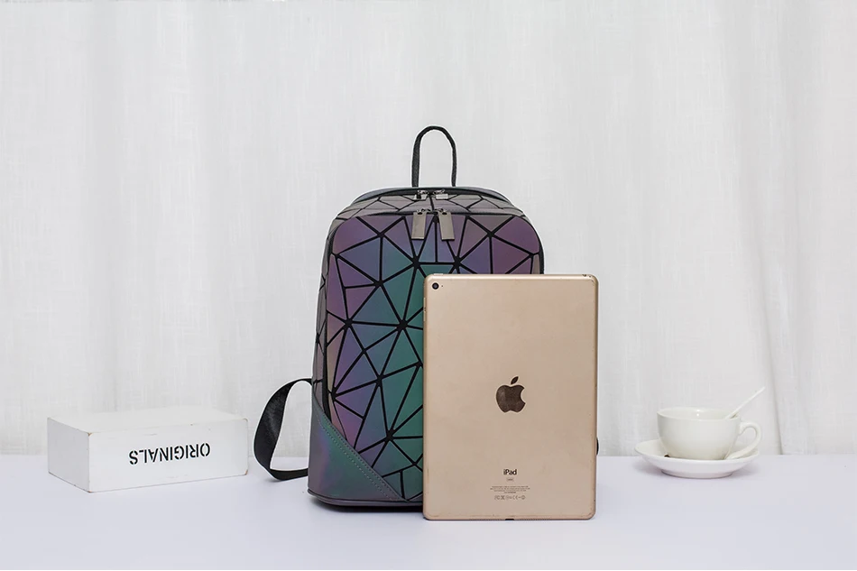 LOVEVOOK backpack for women school bags for teenagers girls bag pack foldable geometric luminous backpack holographic refretion