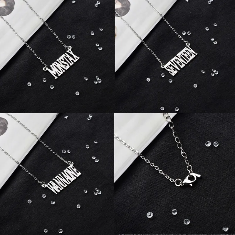 

Kpop Letters Necklace Seventeen Wanna One Monsta X Pendant Necklace Necklace Women Men Accessories Jewelry Gift